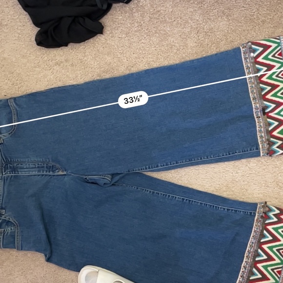 Alice + Olivia Beta Wide Leg Embroidered Gaucho Denim Jeans in SIZE 30 / 10 - Picture 13 of 14
